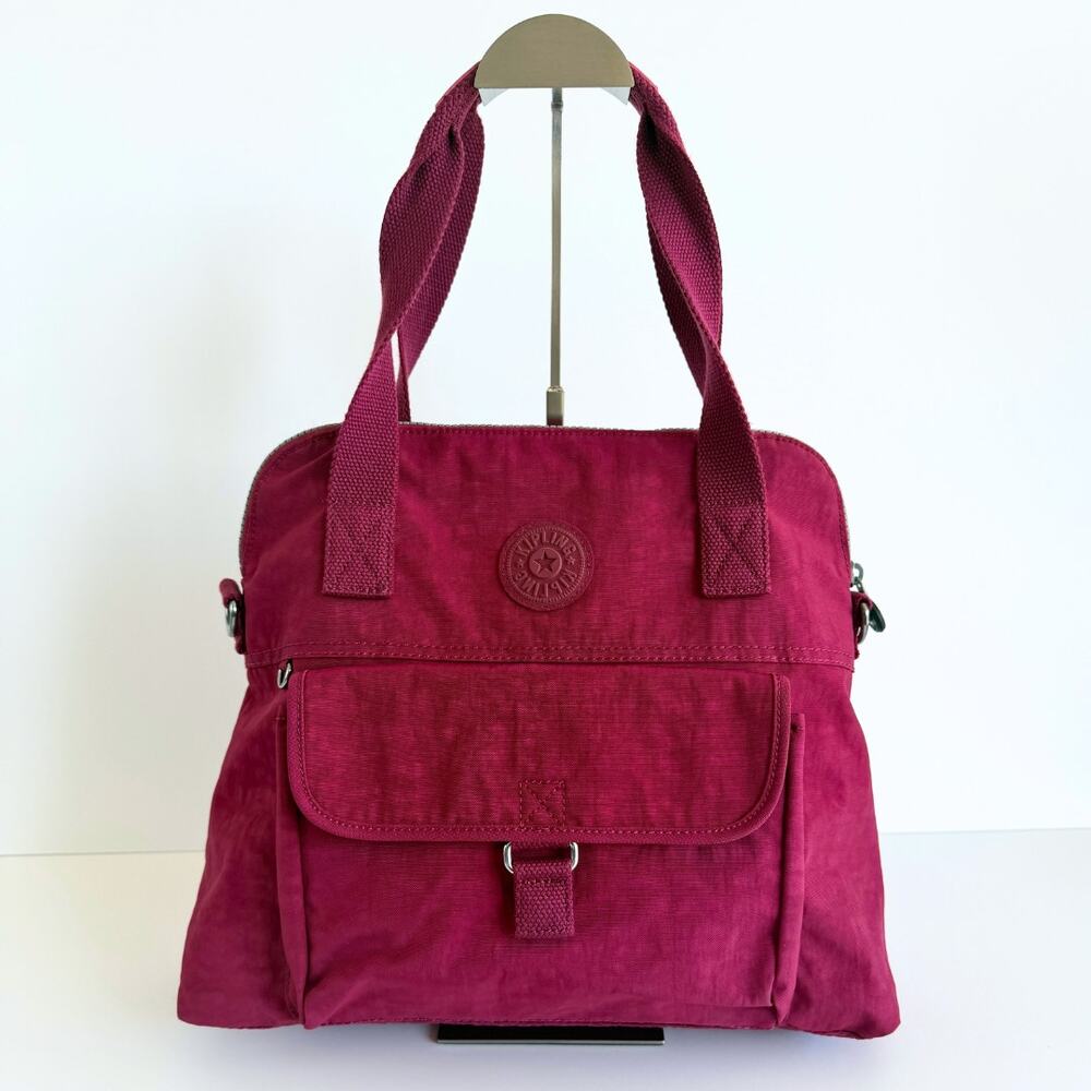 Kipling Magenta Berry Nylon Satchel Crossbody